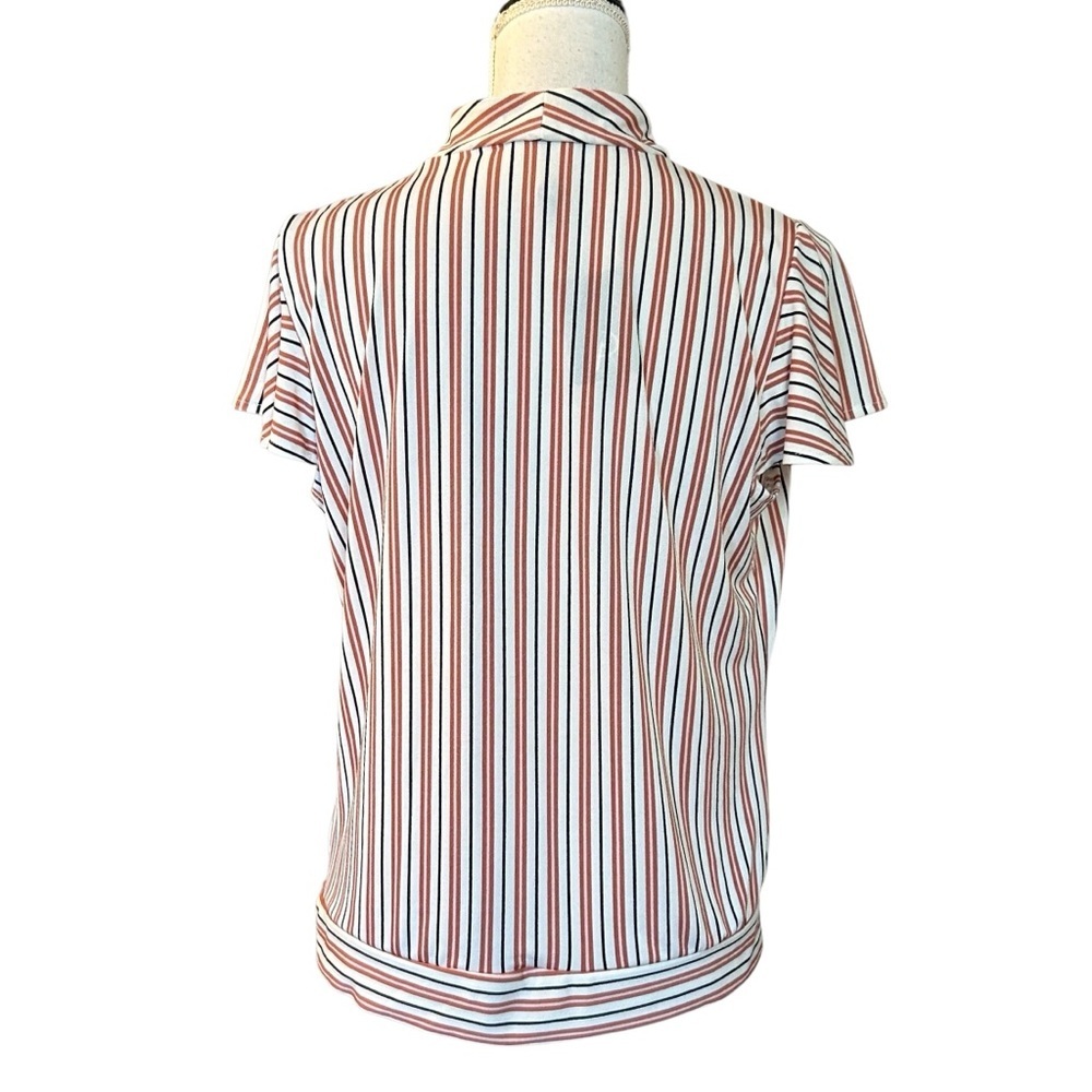 NEW Adrianna Papell Women's Vertical Stripe Wrap Top SZ Medium White Multicolor - Picture 4 of 7